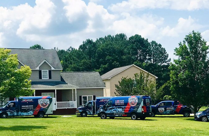 Service vehicles of Special Touch Restoration