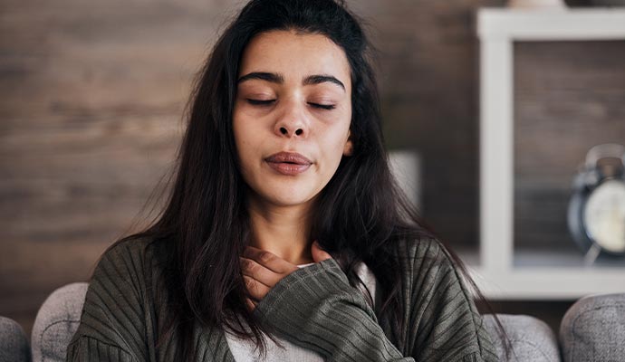 Women having breathing problem Women having breathing problem