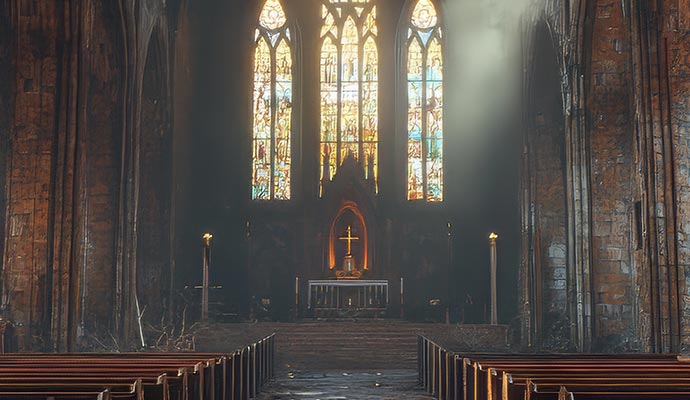 Fire damaged church