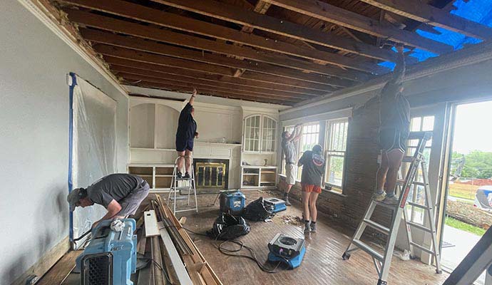 Residential interior restoration by expert team A team of professionals restoring the interior of a residential property