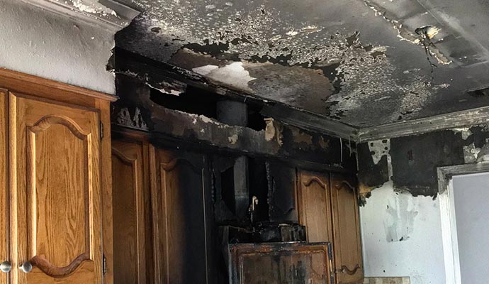 Fire burnt kitchen