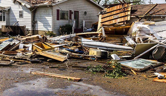Hurricane damaged house