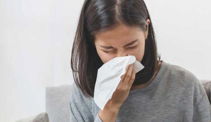 Woman having allergen problem