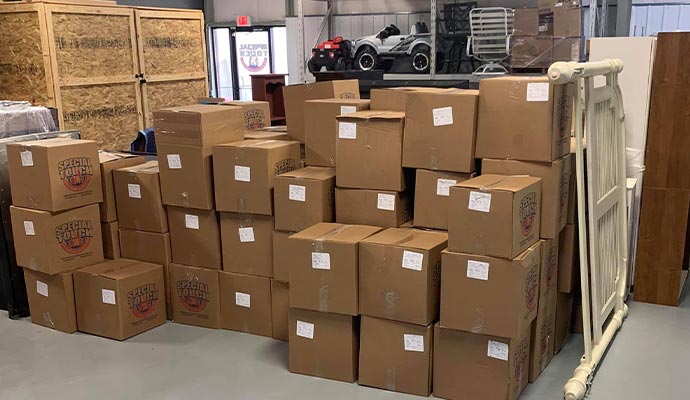 Packed out content in the store room