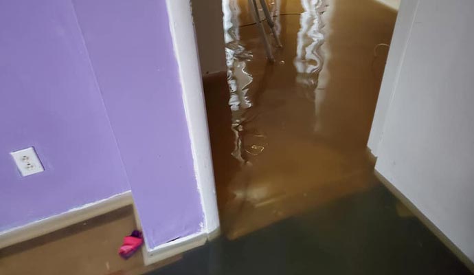 Flood damaged residential house