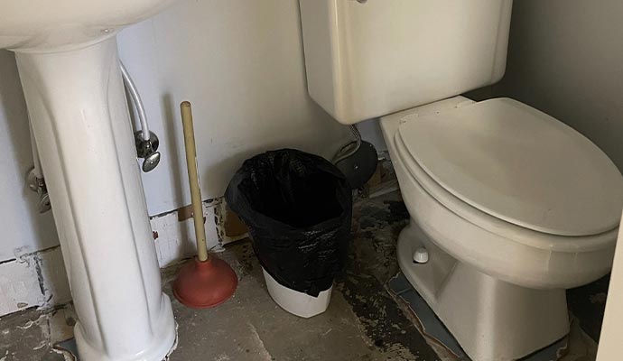 Old residential toilet with plunger