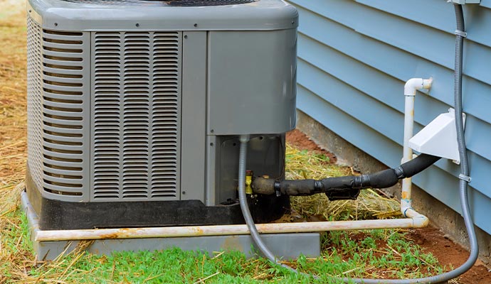 Outdoor HVAC discharge line