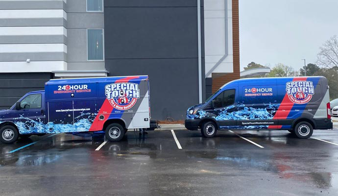 Restoration vehicles of Special Touch Restoration company
