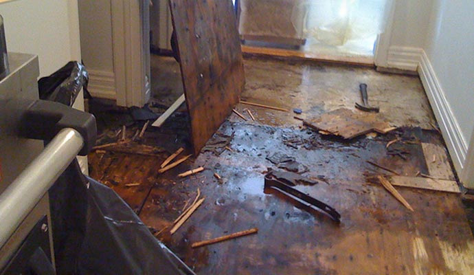 Water damaged wooden floor Water damaged wooden floor