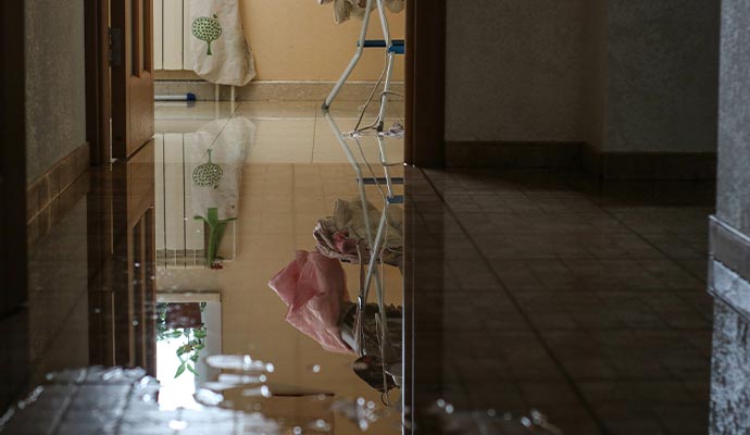 Water damaged floor due to plubming leak